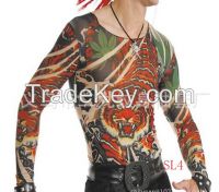 tiger design tight T-shirt  tattoo style  for spring summer and autumn
