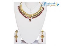 Unique Gold Plated Kundan Ruby Necklace Set