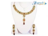 Stylish Kundan Emerald & Ruby Jewelry Set