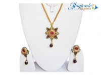Indian Handmade Royal Kundan Ruby Pendant Set