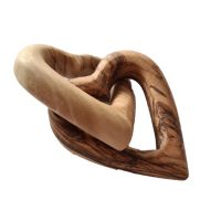 olive wood entwined hearts together