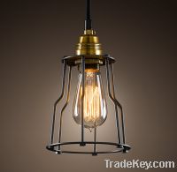 Sell Vintage RH Restoration Industiral Cage Filament Pendant Aged Stee