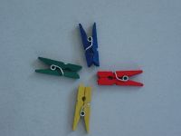 Sell mini colored wooden clothes pegs