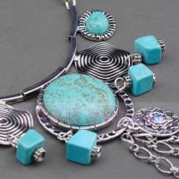 Sell natural turquoise tiber silver necklace