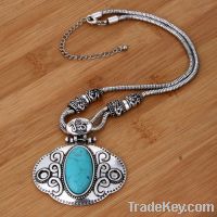 turquoise bead silver chain necklace