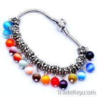 silver beads pendent bracelet