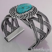 turquoise beaded silver bracelet