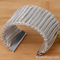 White Silver Plated Cuff Bracelet