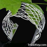 Elegant White Silver Plated Cuff Bracele