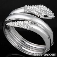 Fashion Silver Plated Crystal Bangle Bracelet