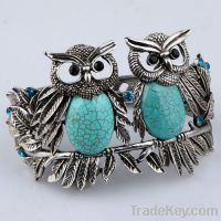 Wholesale Fashion Turquoise Owl Bangle Bracelet