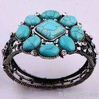 Fashion Turquoise Beaded Crystal Bangle Bracelet