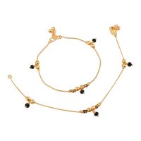 Indian Gold Tone Bell Charms Tassel Chain Anklet Set Bracelet Payal Foot Jewelry