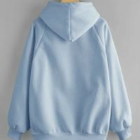 Sky Blue Fleece Full Sleeves Pull Over Hoodie For Women