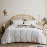 Bedsure Tufted Duvet Cover Set - 3 Pieces Embroidery Shabby Chic King Duvet Cover Boho Design, Soft and Durable Bedding Set for All Seasons (White, King, 104x90'')