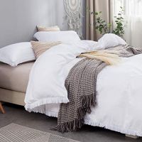 3 PCS Duvet Cover King Size Duvet Cover Ruffled Comforter Cover Bedding Set with Exquisite Flouncing Duvet Quilt Cover King Size, Oeko-TEX Certificated