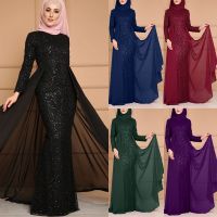 Women's Long Sleeve Abaya Islamic Dress Maxi Gown Burqa with Hijab