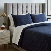 Duvet Comforter Cover with Geometric Pattern Queen Navy