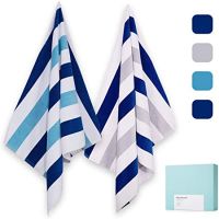 Large Luxury Beach Towel 100% Cotton Pool Towel with Cabana Stripe Swim Towel for Sunbathing Poolside Lounge Bath or Yoga Soft Absorbent Skin Friendly with No Shrinkage 30X60 inch 1 Pack