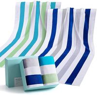 Large Beach Towel 100% Cotton Pool Towel and Colorful Beach Stripes Soft and Quick Dry Swim Towels Variety Pack with Gift Box 2 Pack
