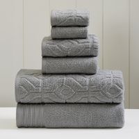 6 Piece Yarn Dyed Jacquard Towel Set Charcoal