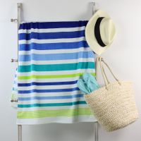 Beach Towel Blue Multistripe Print