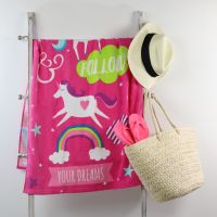 Beach Towel Pink Unicorn Print