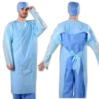 Long Sleeve Cpe Gowns 35 Gsm With Thumb Loop Plastic Waterproof Polythene Disposable Cpe Isolation Gown