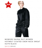 MUMUSK SAUNA SUIT WOMEN HOTMELT COATED CREW NECK SWEAT SUITS BLACK