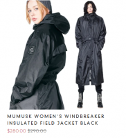 MUMUSK WOMEN'S WINDBREAKER INSULATED FIELD JACKET BLACK