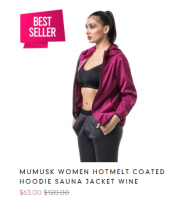 MUMUSK WOMEN HOTMELT COATED HOODIE SAUNA JACKET