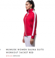 MUMUSK WOMEN SAUNA SUITS WORKOUT JACKET RED