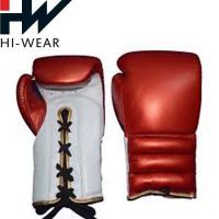 Laces up shining leather Boxing Gloves
