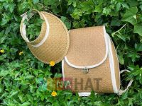 Nice Seagrass Wicker Straw Hat and Backpack Bag Set for Beach