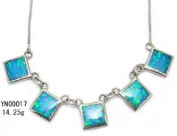 Sell created opal sterling silver necklace