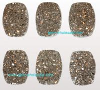 Sell cushion flat drusy gold color
