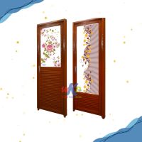 Wadja Steel Door Ochre Brown Color Half Glass and Full Glass Door for Bathroom Door Toilet Door Full Jalousie Door