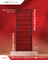 Maxi Steel Door Eco Woodgrain Pattern Door Red Ash Brown Door Flat Door House Door Room Door