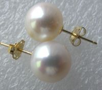 Sell 14K stud AA 7MM white round FW pearl earring