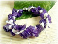 Sell Beauty white cultured Pearl & natural amethyst bracelet