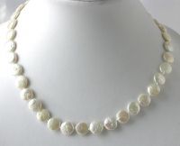 Sell 16"AA 10mm white coin biwa pearl necklace