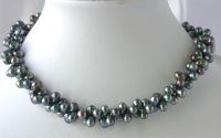 Sell 16" 2-rows 5x7mm peacock FW pearl necklace