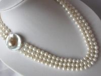 Sell  18"-20" 3-strands 7-8mm white pearl &mabe clasp