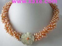 Sell 17" 4-strands pink pearl cameo shell clasp necklace