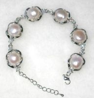 Sell 11-12mm white pearl 18K GP bracelet