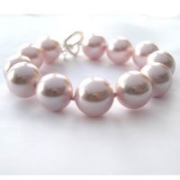 Sell 8'' HUGE 14MM Pink seashell pearl bracelet 925S