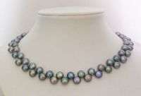 Sell 17'' Black button shape freshwater pearl necklace