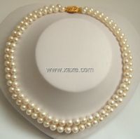 Sell 2 strands Real white freshwater pearls necklace