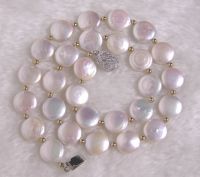 Sell Beautiful 12mm 17'' NaturalWhite Coin Pearl Necklace