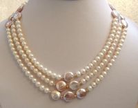 Sell Elegant 3 strand freshwater & coin pearl necklace